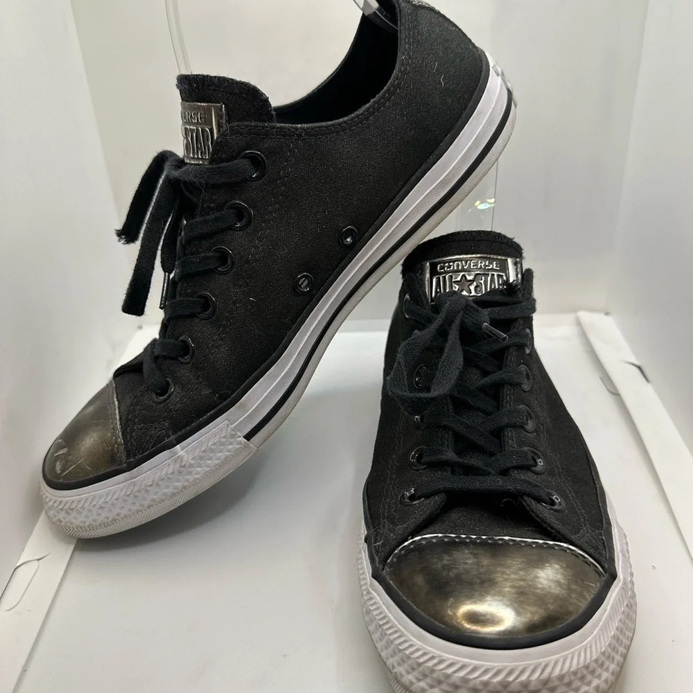 Converse Black and Silver Sneakers with Canvas Material - Picture 2 of 6